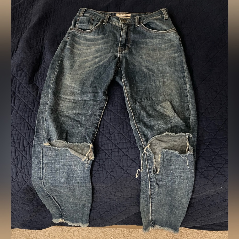 One Teaspoon Blue Relaxed Jeans Distressed